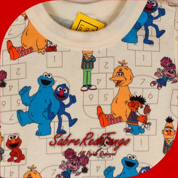 NWT Hanna Andersson Organic Short Johns Pajamas Hopscotch Sesame Street 120 6 7 - Picture 2 of 4